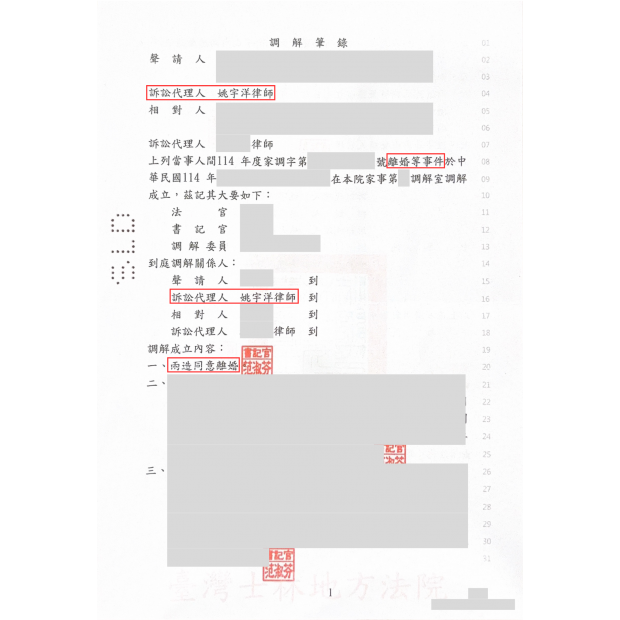 成功案例｜裁判離婚、離婚調解成立、未成年子女共同監護｜板橋律師推薦、板橋律師事務所推薦