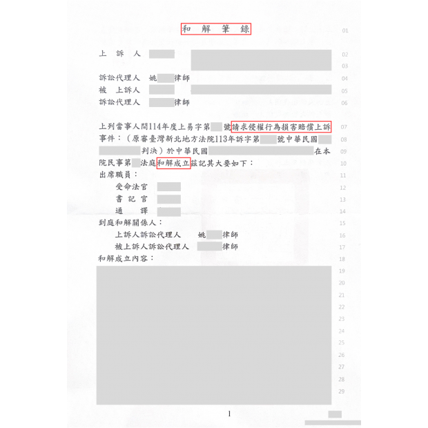 成功案例｜民事侵害配偶權和解成立｜板橋律師推薦、板橋律師事務所推薦